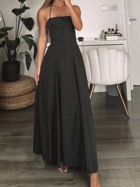 Zara Black Halter-Neck Maxi Dress